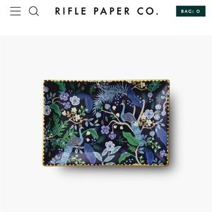 NWOT Rifle Paper Co. Catch all Tray peacock print